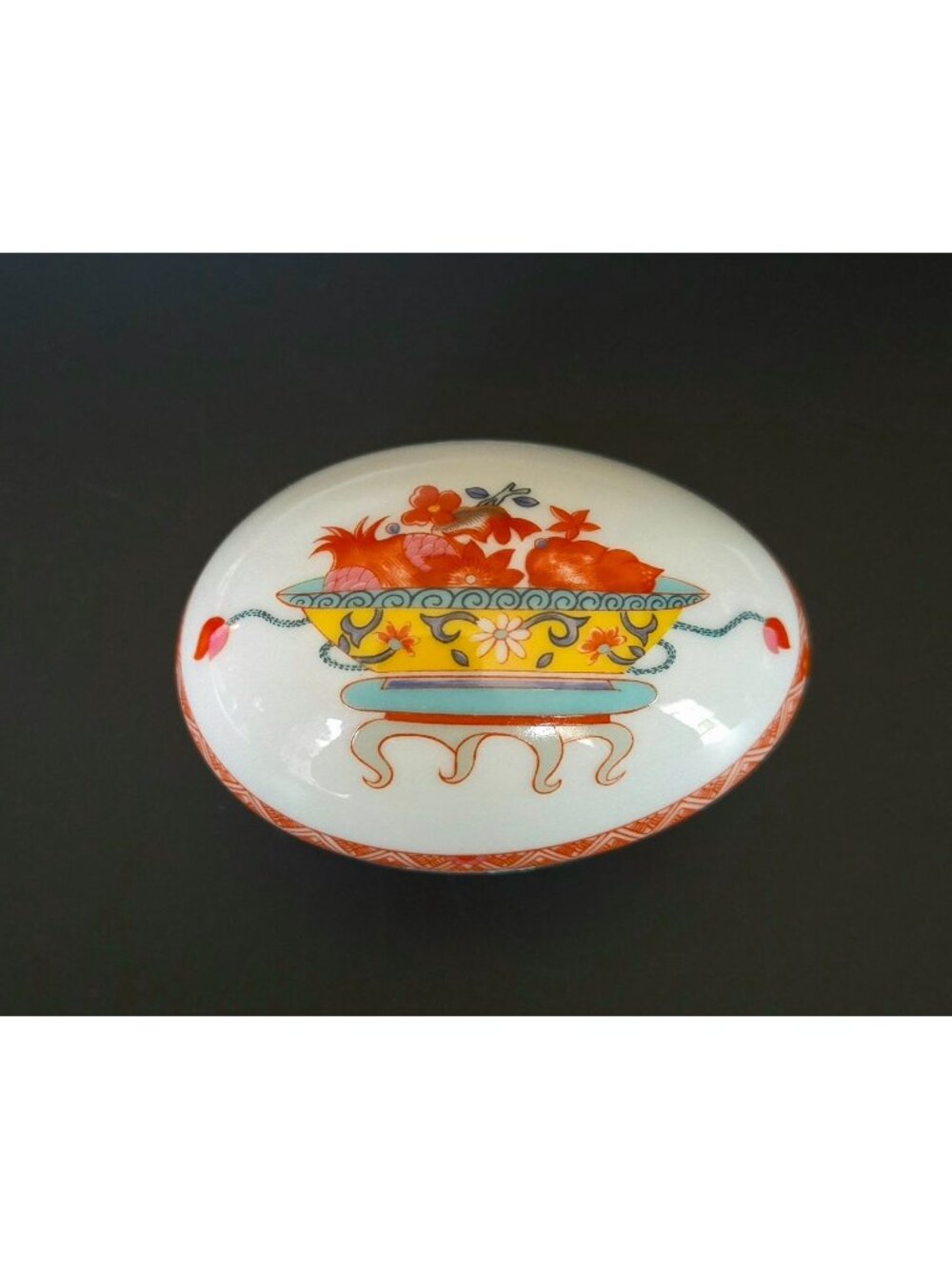 Bernardaud Limoges Porcelain Oval Trinket Box With Floral Motif France